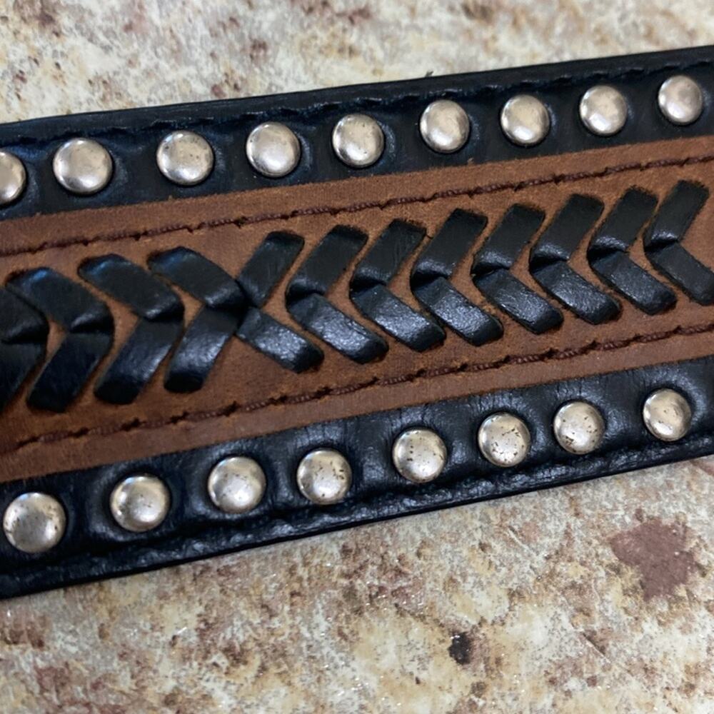 Wrangler 40 black brown leather western belt - Picture 6 of 10